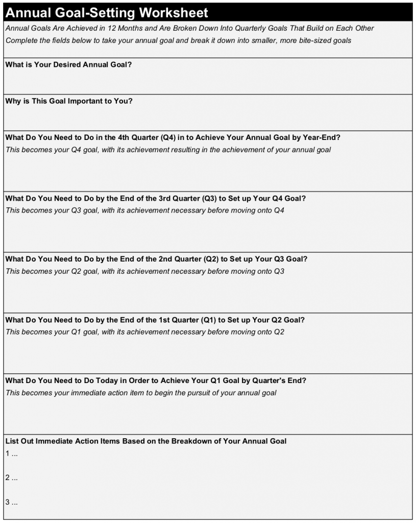 Annual goal-setting worksheet